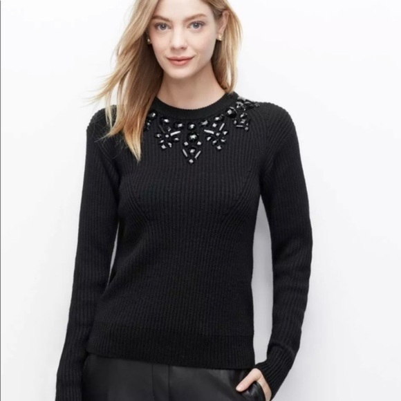 Ann Taylor Women's Black Midnight Flake Sweater - Picture 3 of 9